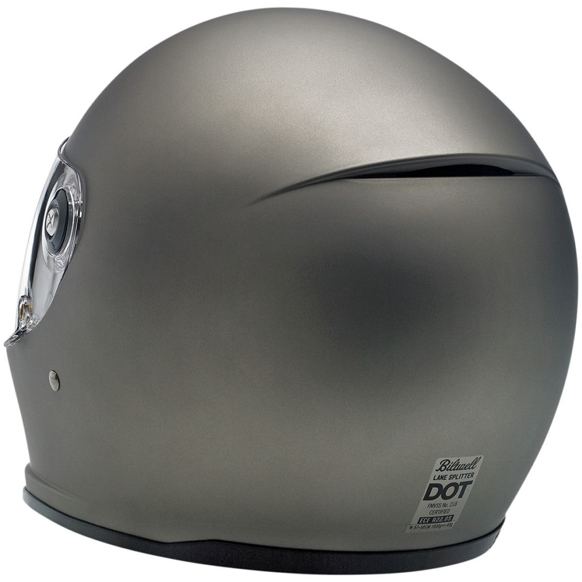 Biltwell Lane Splitter Flat Titanium Helmet - Back View