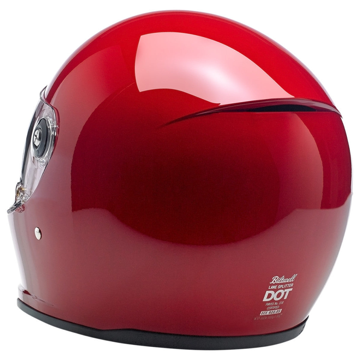 Biltwell Lane Splitter Gloss Blood Red Helmet - Rear View