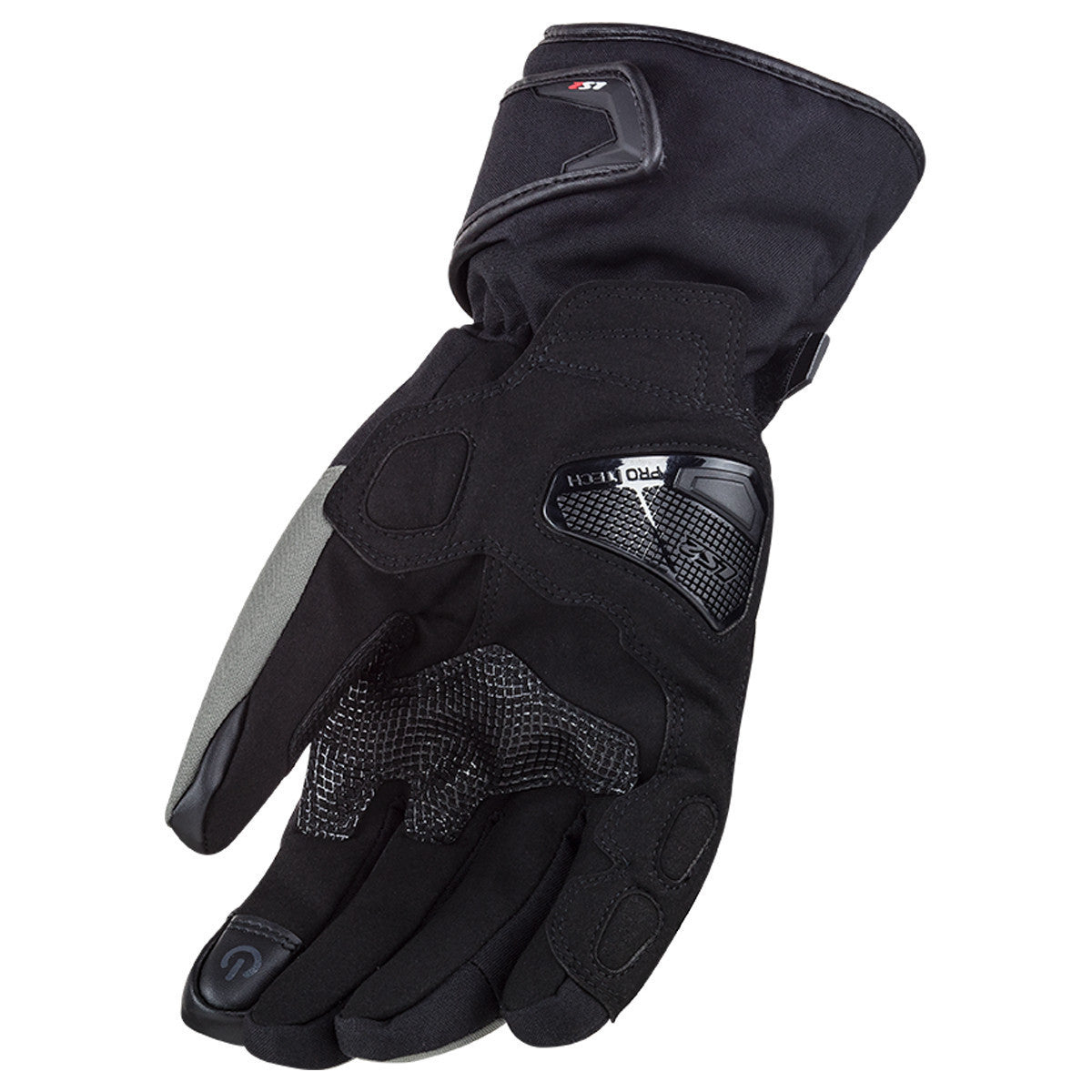 LS2 Snow Motorcycle Gloves-Black/Grey-Palm-View