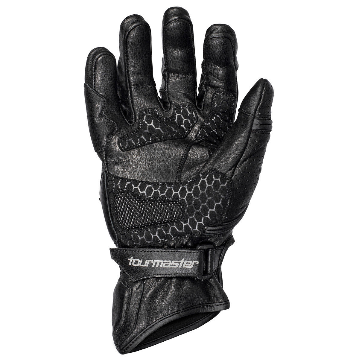 Tour Master Elite Short Cuff Leather Gloves - Black Palm View