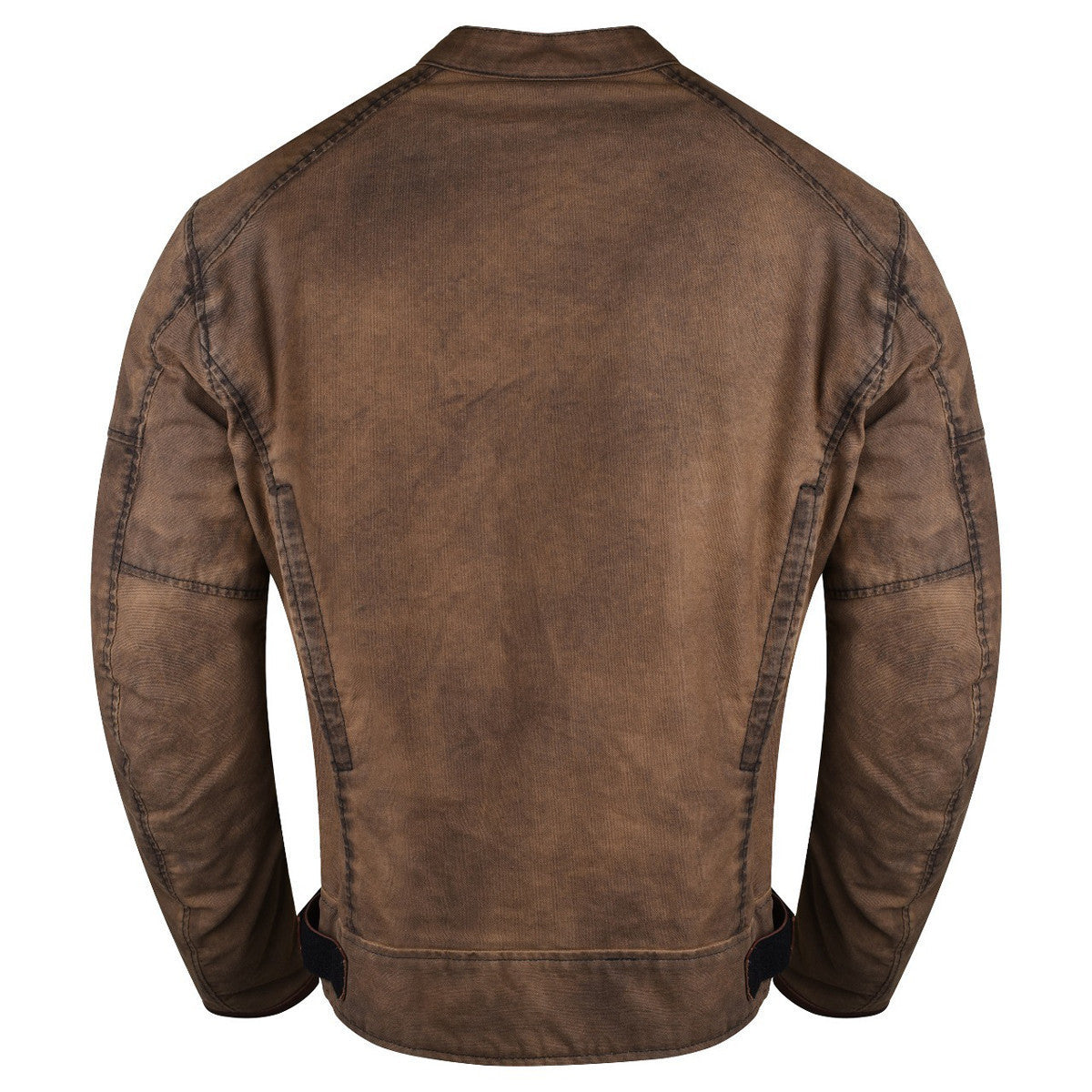 Mens Brown Waxed Cotton Cafe Style Scooter Motorcycle Jacket - Back View