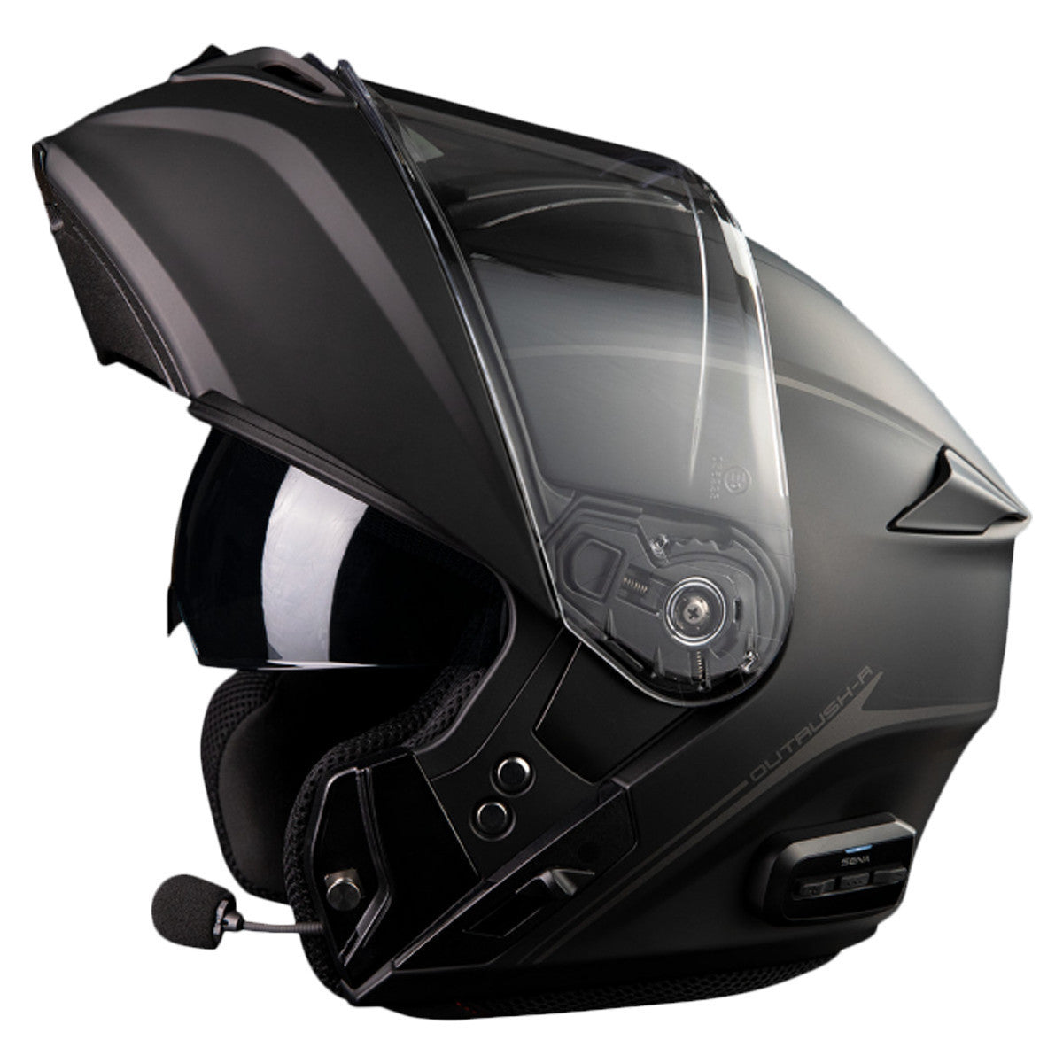 Sena Outrush R Flip-Up Modular Helmet-Matte Black-Open-View