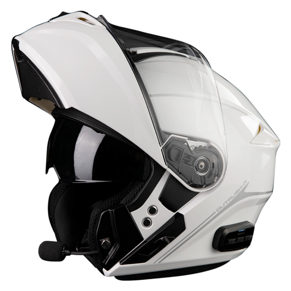 Sena Outrush R Flip-Up Modular Helmet-White-Open-View