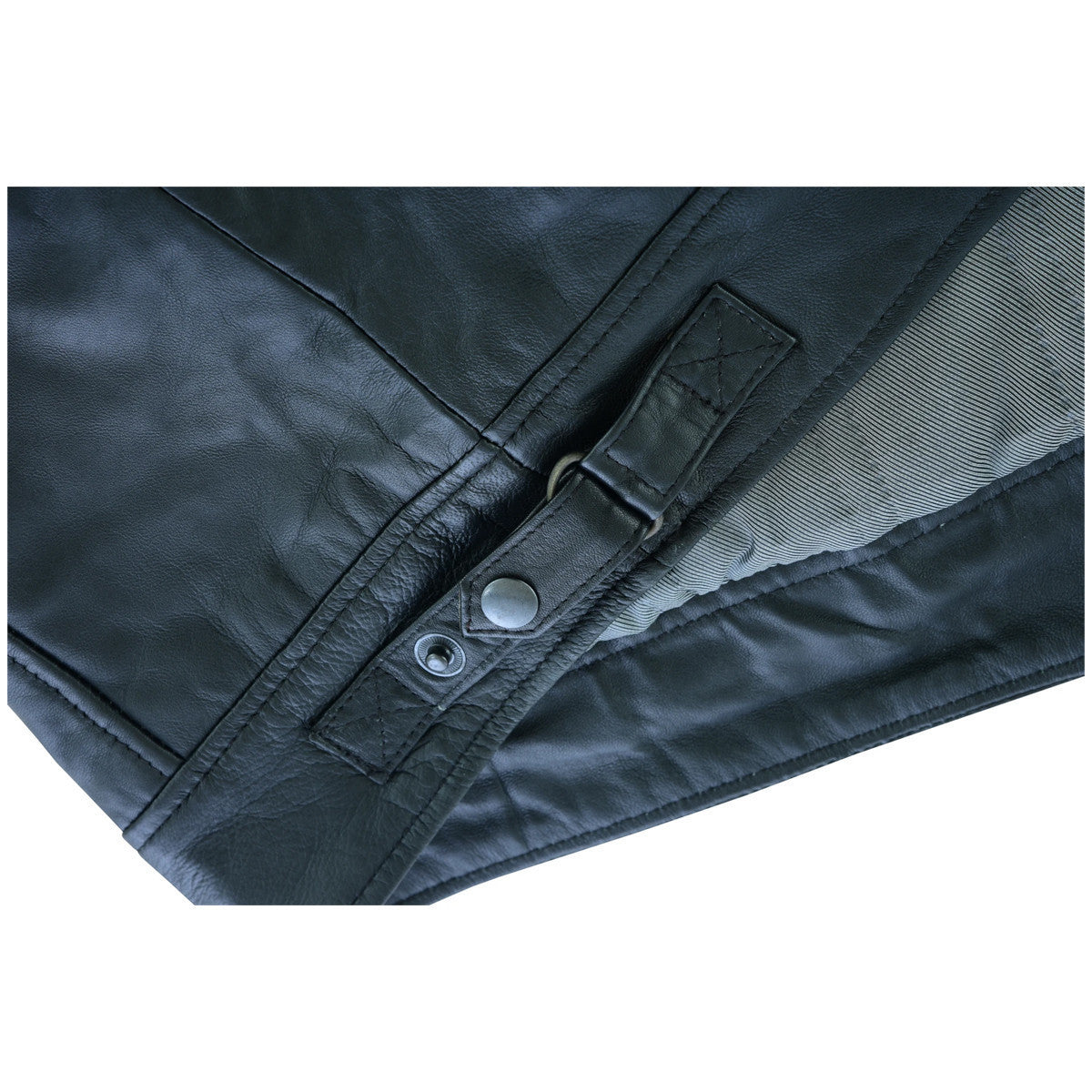 VL550B Vance Leather Men's Cafe Racer Gatsby Black Waxed Lambskin Motorcycle Leather Jacket - Detail