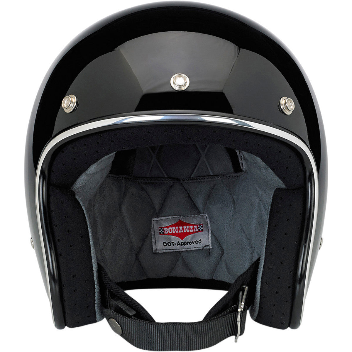 Biltwell Bonanza Black Open Face Helmet - Front View