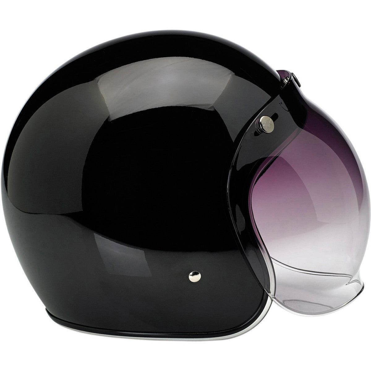 Biltwell Bonanza Black Open Face Helmet - Shield View