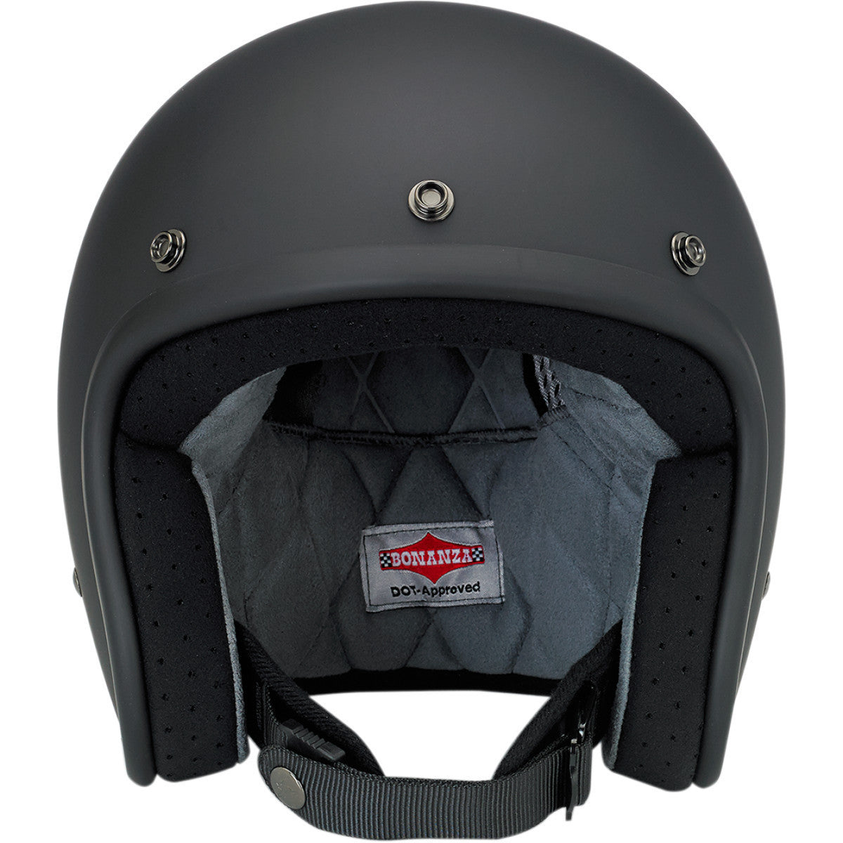 Biltwell Bonanza Flat Black Open Face Helmet - Front View