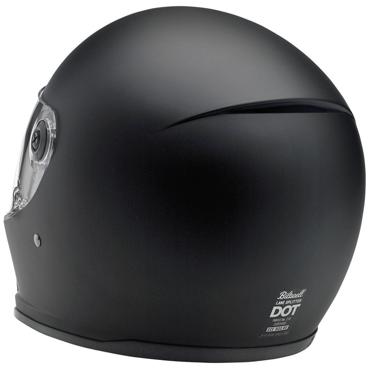 Biltwell Lane Splitter Flat Black Helmet - Rear View