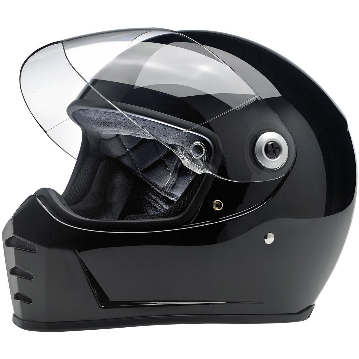 Biltwell Lane Splitter Gloss Black Helmet - Open View