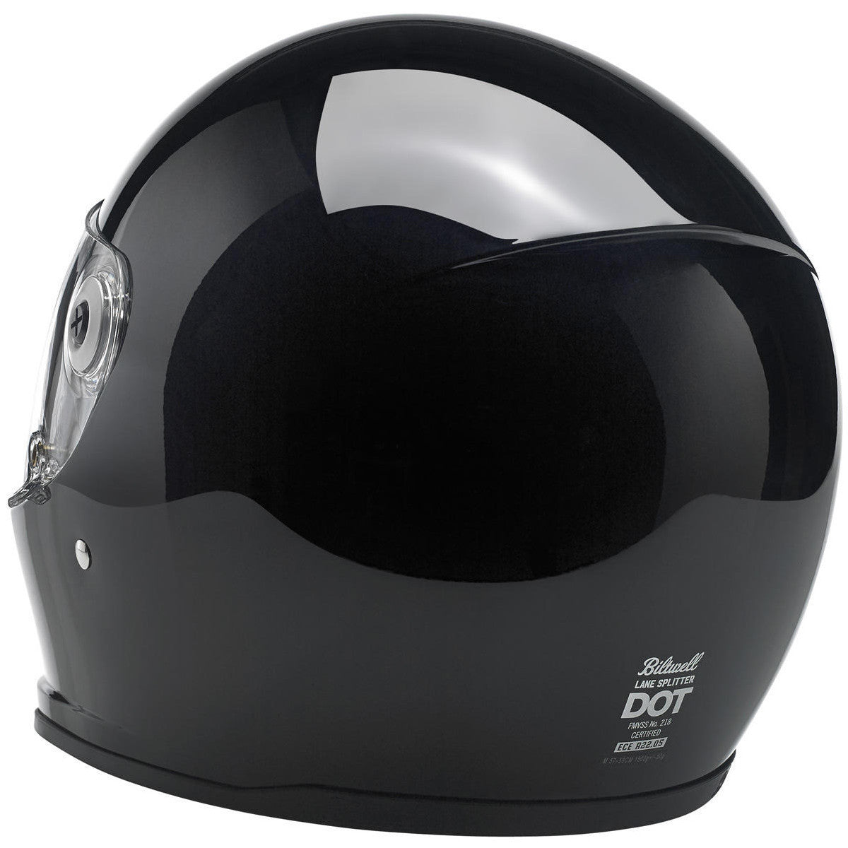 Biltwell Lane Splitter Gloss Black Helmet - Rear View