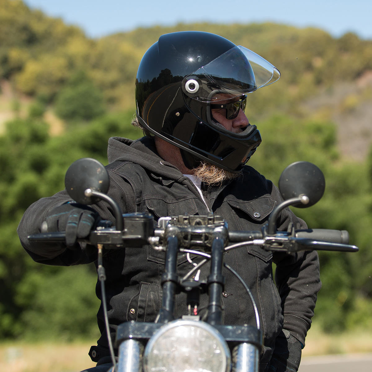 Biltwell Lane Splitter Gloss Black Helmet - Life Image