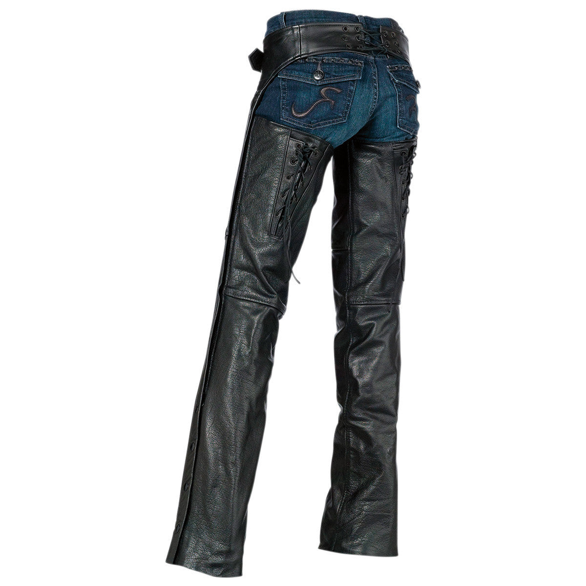 Z1R Women's Sabot Leather Chaps - Back View