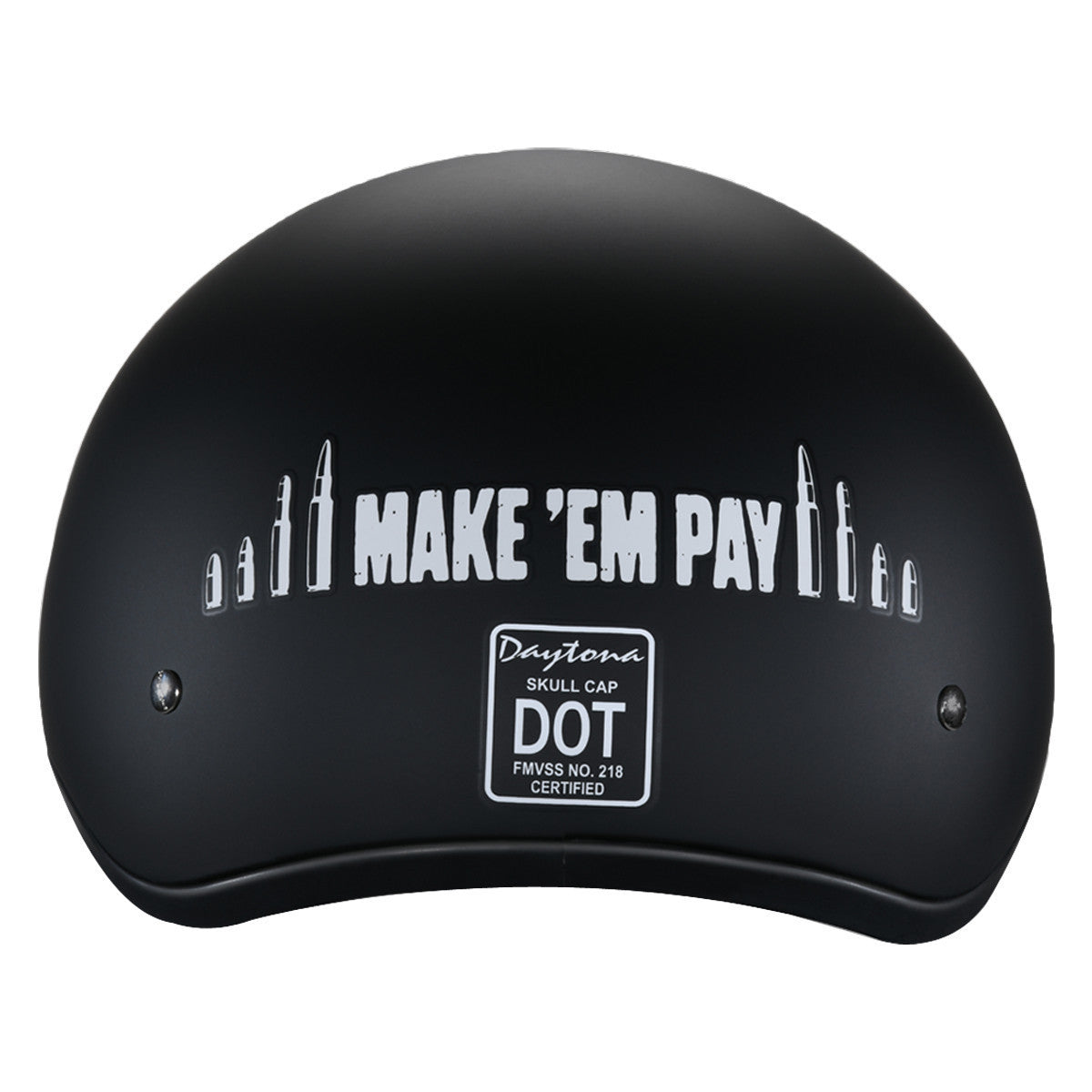 Daytona Skull Cap Make 'Em Pay Half Helmet-Back-View