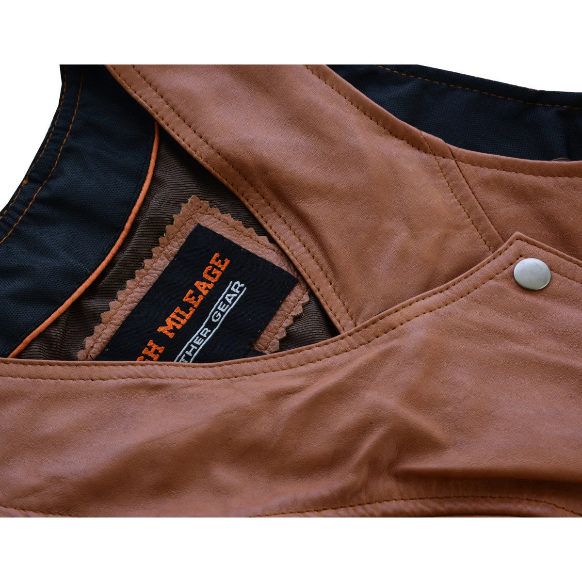 High Mileage HML1103T Ladies Premium Brown Vest with Fringes and Rivets  - Life Image