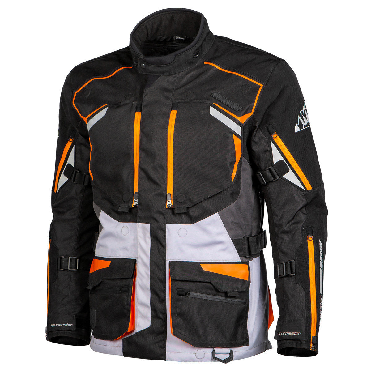 Tour Master Highlander Waterproof Jacket-Black/Orange-Front-View