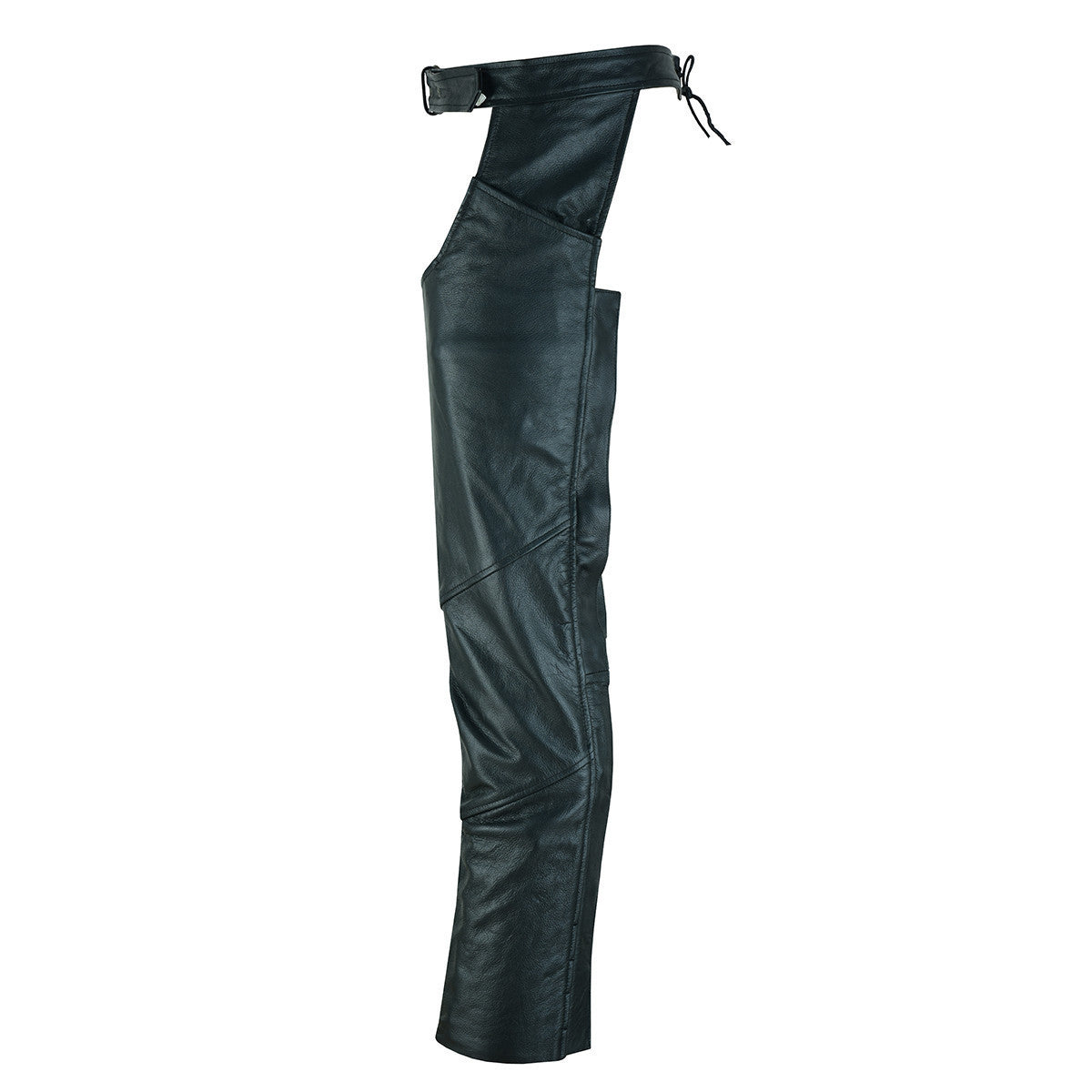 Vance Leather VL806S Mens and Womens All Season Black Zip-out Insulated Pants Style Biker Leather Motorcycle Chaps - Side View