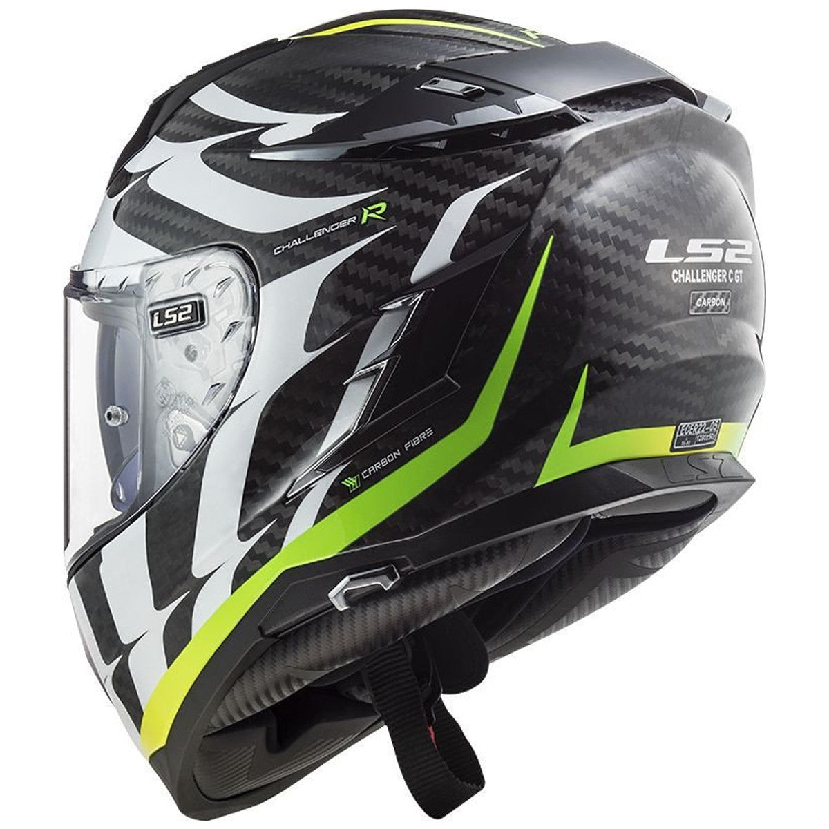 LS2 Challenger Carbon Flames Helmet-White/Yellow-Rear-View