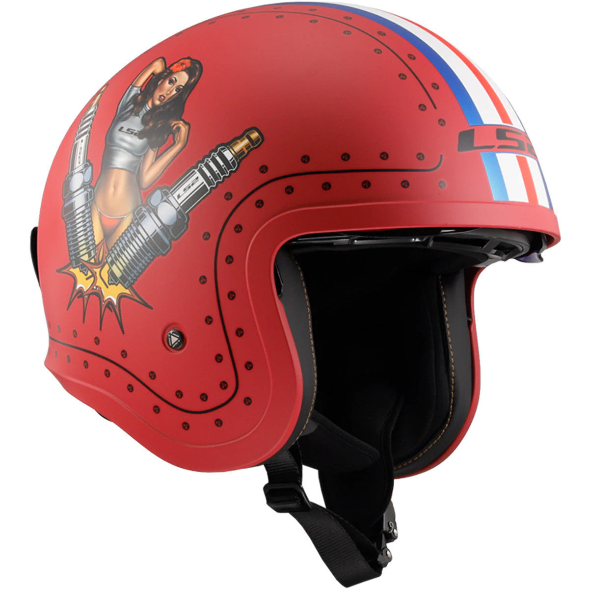 LS2 Spitfire Spark Helmet-Flat Red-Side-View