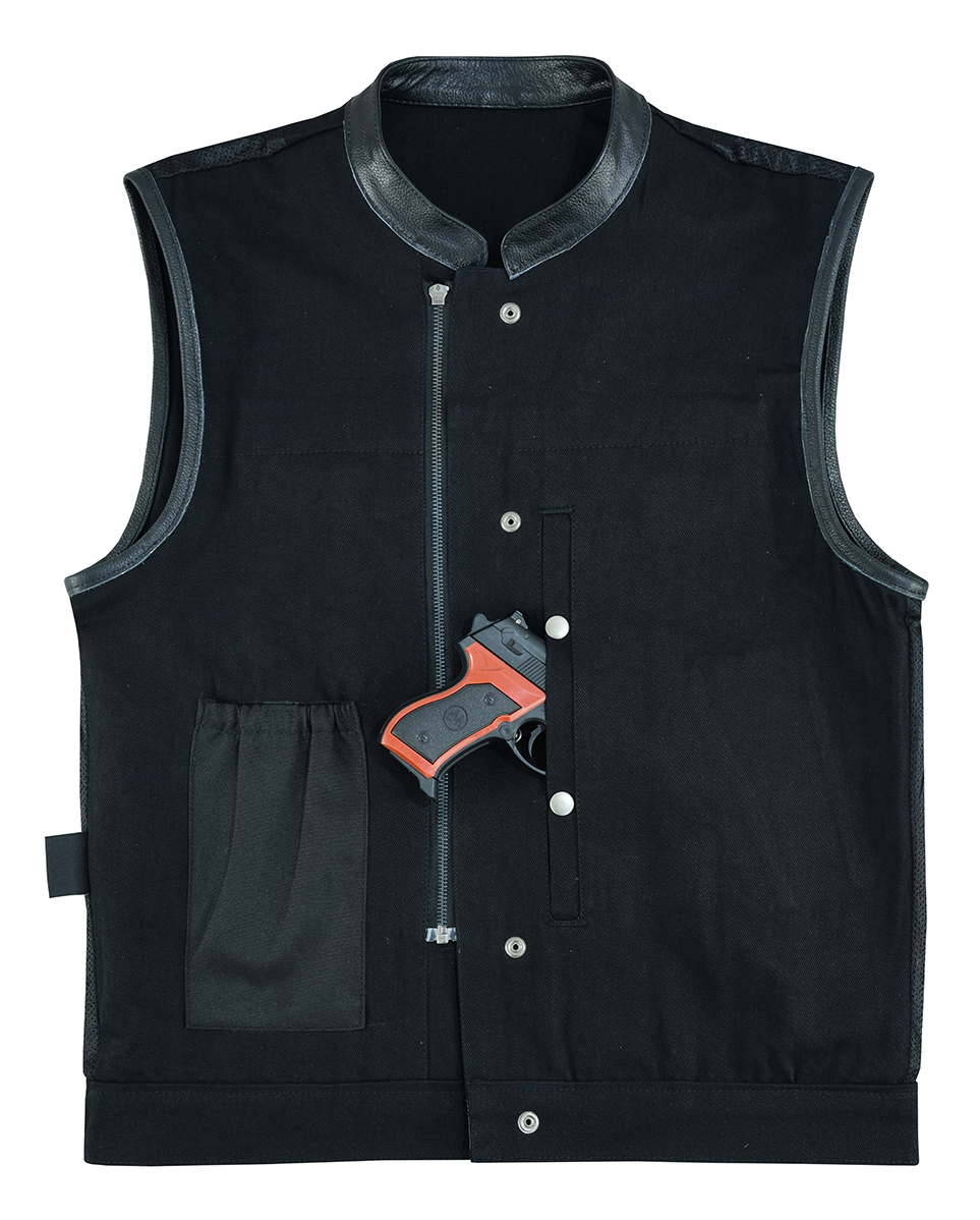 Denim-Black-Club-Vest-Leather-trims-front