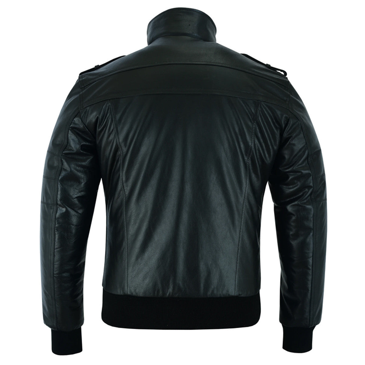 Vance Leather VL551B Men's Sven Bomber Black Waxed Premium Cowhide Motorcycle Leather Jacket with Removeable Hood  - back