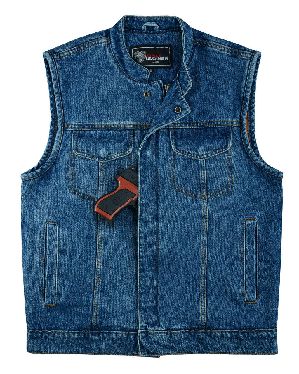 Sky Blue Denim Club Vest-detail