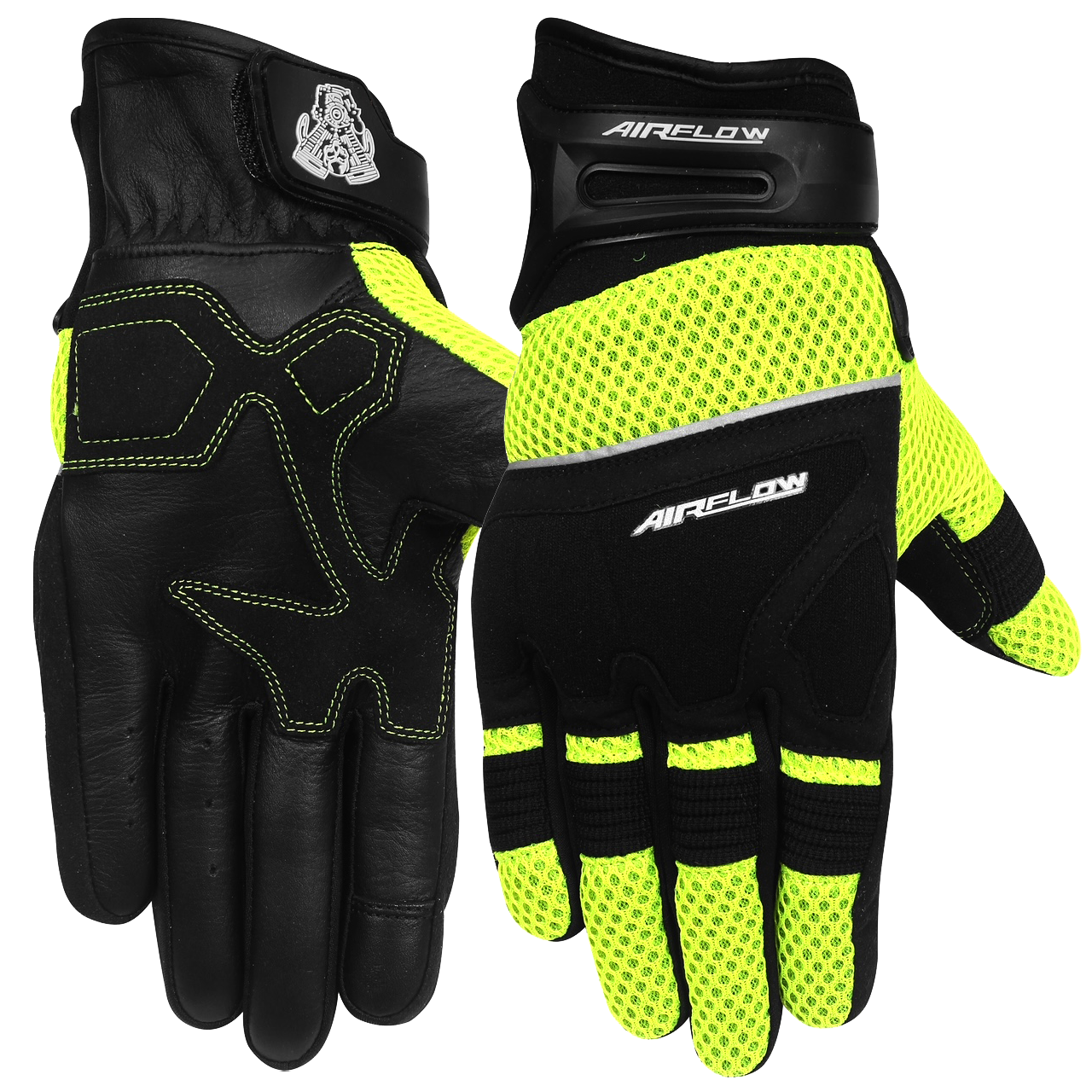 Vance VL434 AirFlow II Mesh / Textile Motorcycle Gloves- Hi-Viz-main