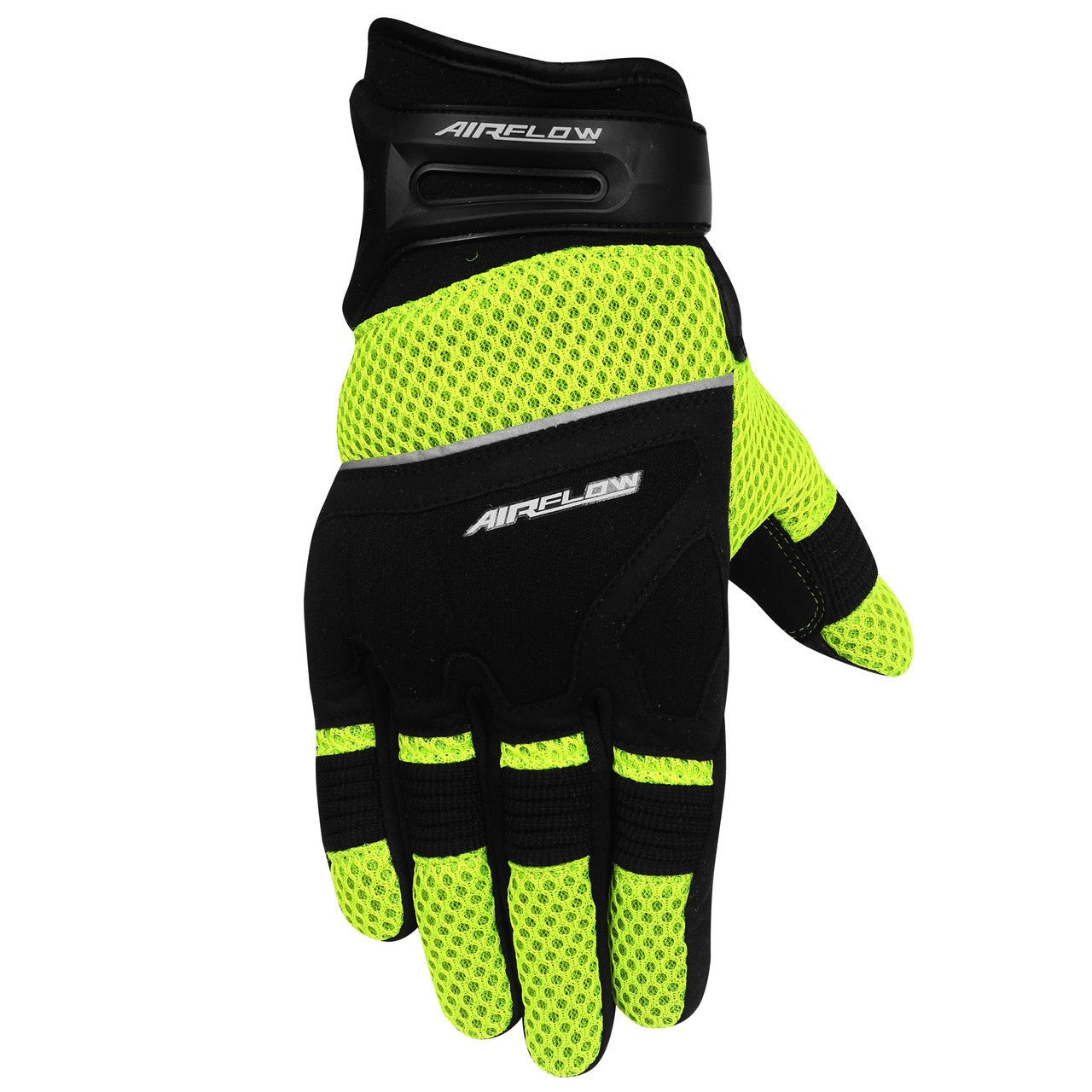 Vance VL434 AirFlow II Mesh / Textile Motorcycle Gloves- Hi-Viz-back