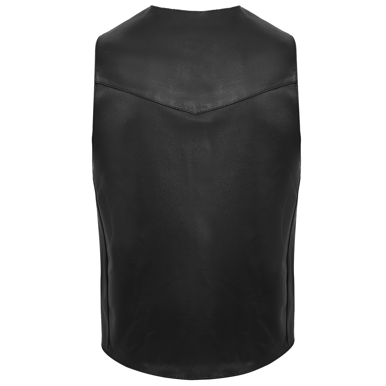 Vance VL921 Men's Black Premium Cowhide Biker Leather Motorcycle Vest - back