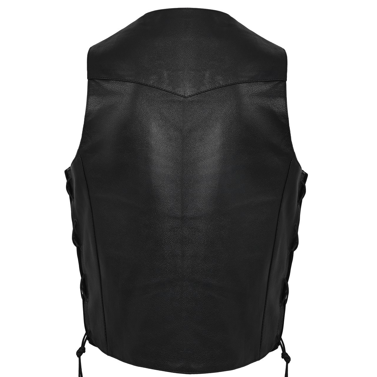 Vance VL915 Men's Black Premium Cowhide Ten Pocket Leather Vest - back View