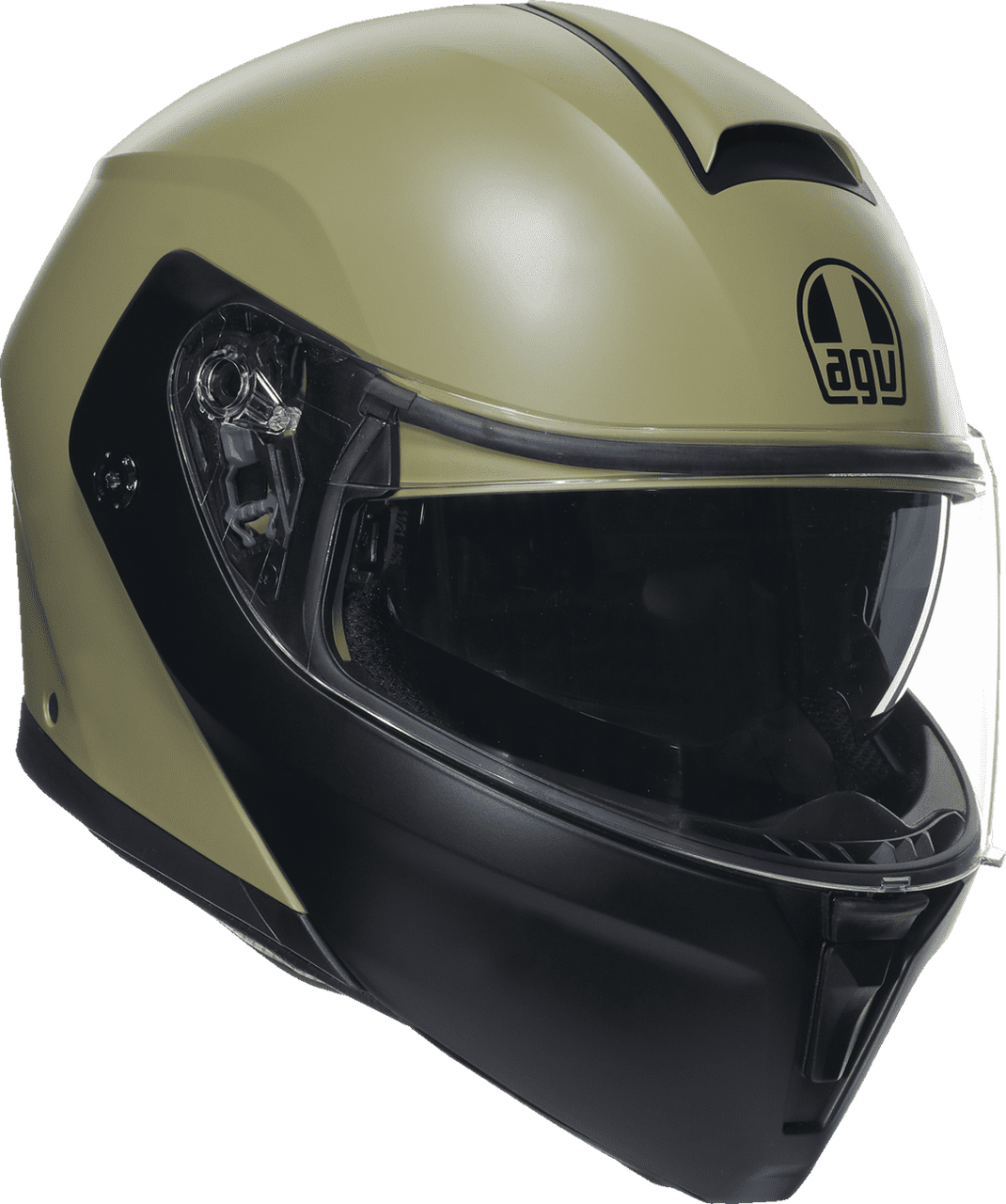 AGV-Solid-Street-Modular-Motorcycle-Helmet-Matte-Green-Black-side-view