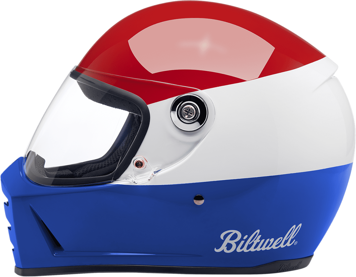 Biltwell-Lane-Splitter-Podium-Helmet-Red/White/Blue-side-view 1