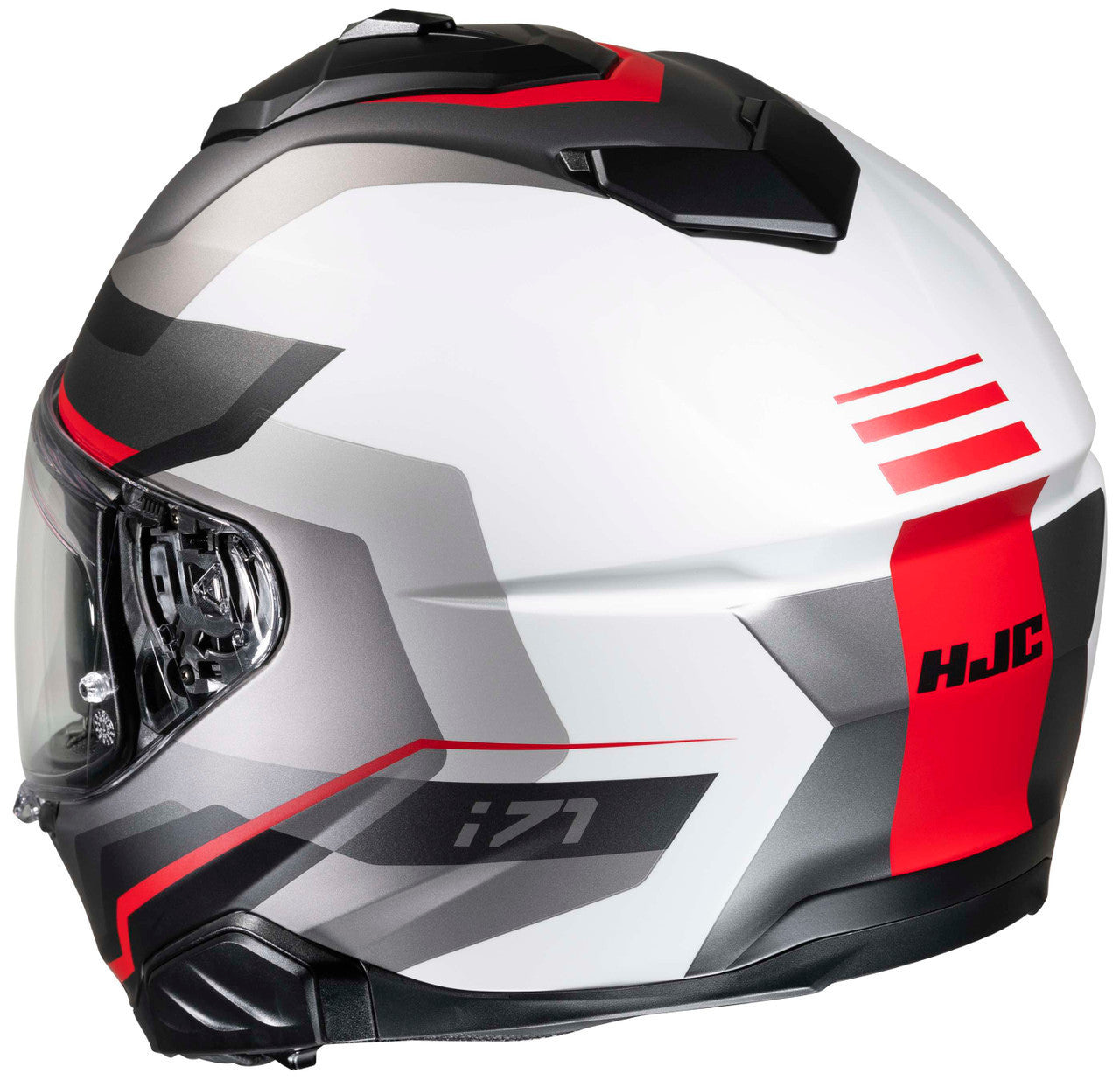 HJC-i71-NIOR-Full-Face-Motorcycle-Helmet-Grey/Red-Back-View