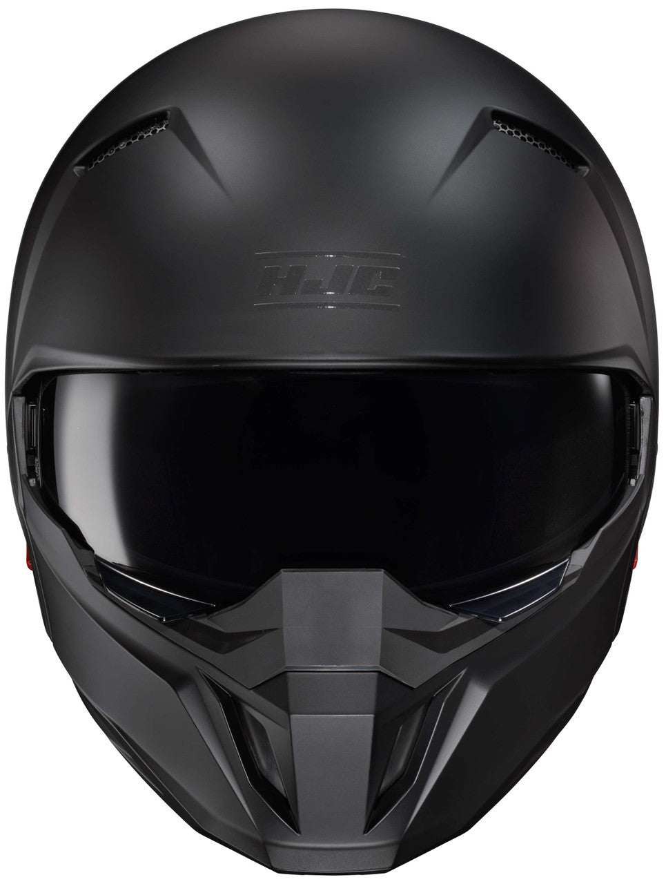 HJC-i20-Solid-Open-Face-Motorcycle-Helmet-Flat Black-Front-View