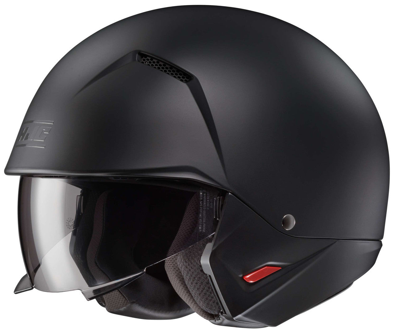 HJC-i20-Solid-Open-Face-Motorcycle-Helmet-Flat Black-no chin bar-Side-View