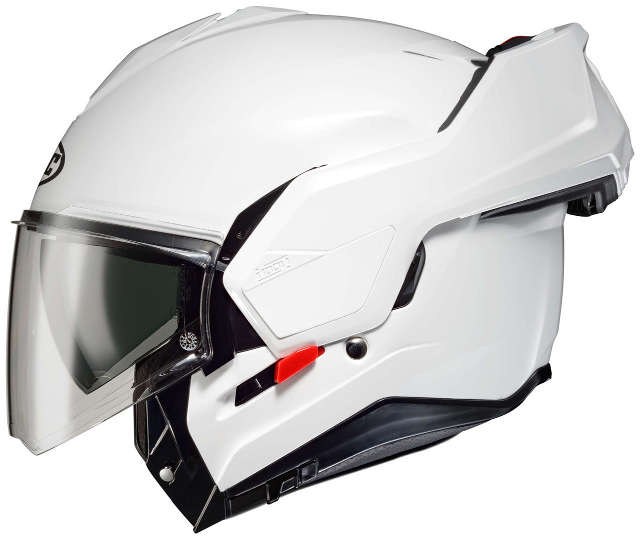 HJC-i100-Solid-Modular-Motorcycle-Helmet-White-Side-Chin-Bar-Up-View