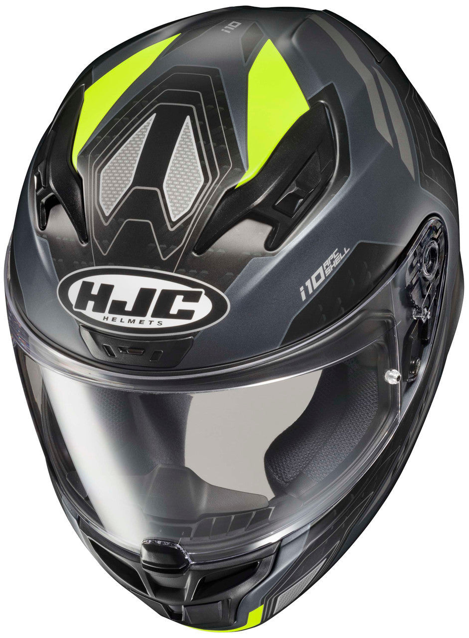 HJC-i10-SONAR-Full-Face-Motorcycle-Helmet-Grey/Hi-Viz-Top-View