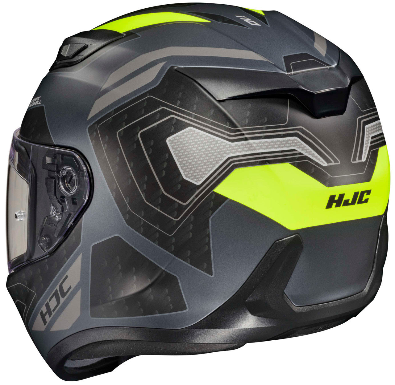 HJC-i10-SONAR-Full-Face-Motorcycle-Helmet-Grey/Hi-Viz-Rear-View