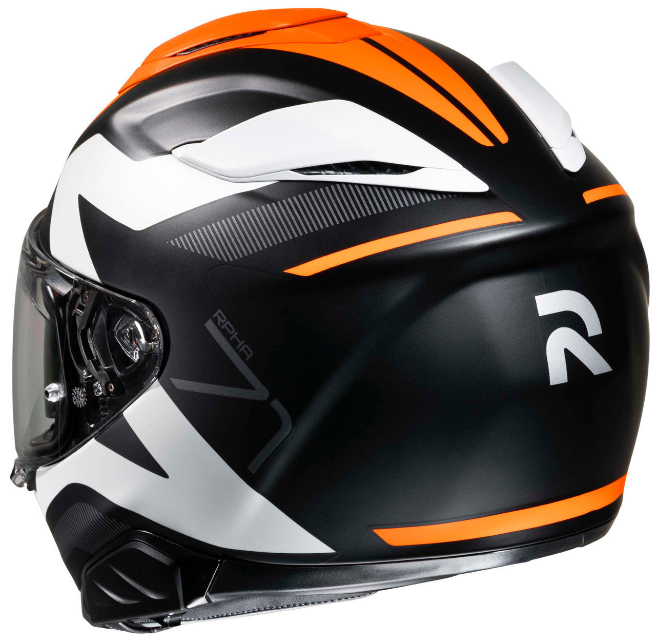 HJC-RPHA-71-PINNA-Full-Face-Motorcycle-Helmet-Black/White/Orange-Rear-View