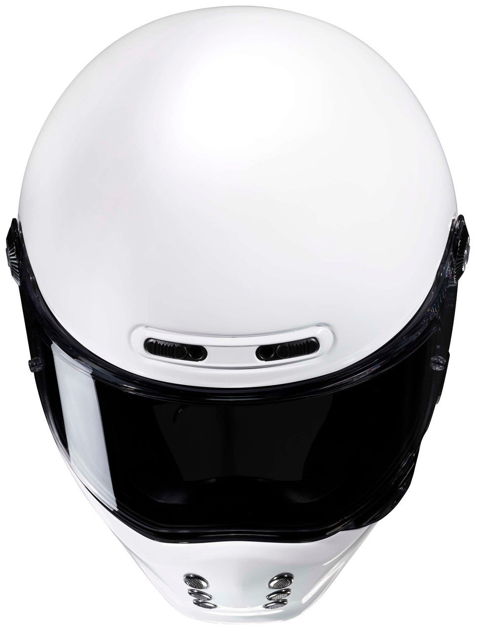 HJC-V10-Solid-Full-Face-Motorcycle-Helmet-White-Top-Front-View