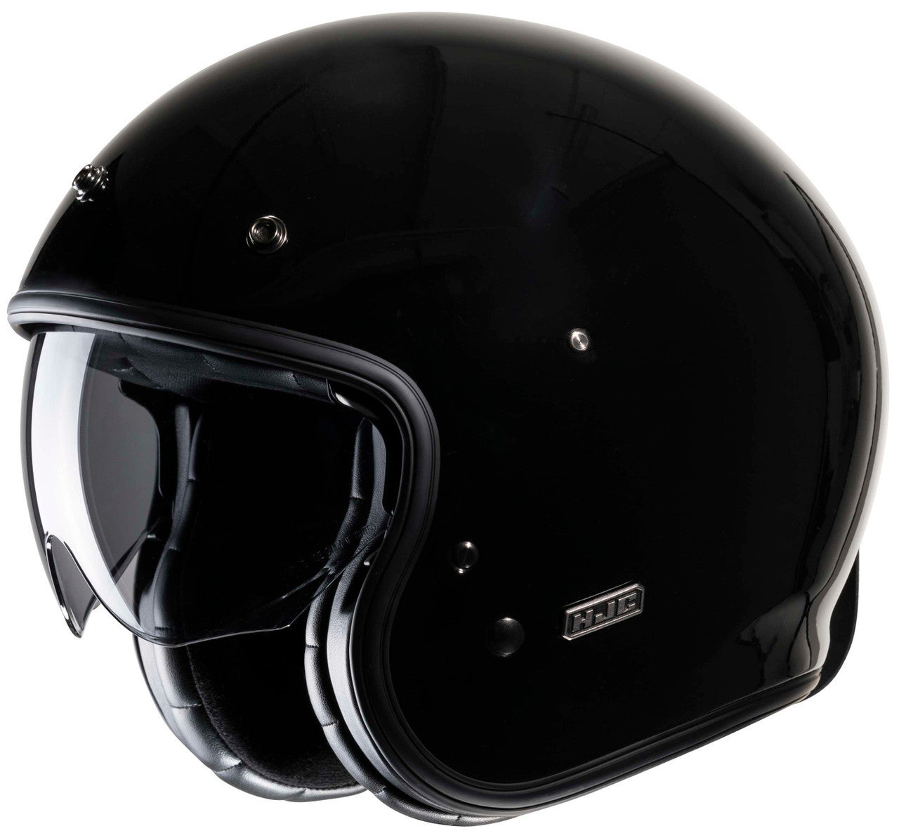 HJC-V31-Solid-Open-Face-Motorcycle-Helmet-Black-Main