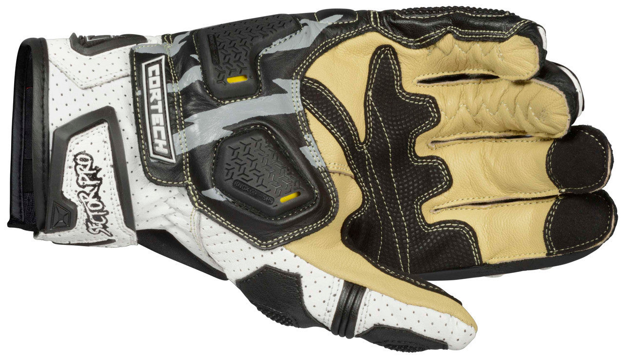 Cortech-Sector Pro-ST-Motorcycle-Riding-Gloves-Black/White-Palm-View