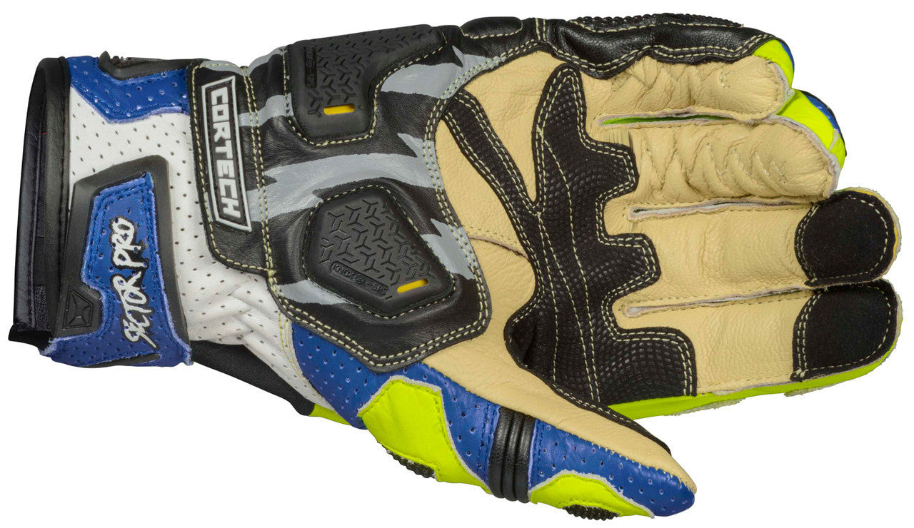 Cortech-Sector Pro-ST-Motorcycle-Riding-Gloves-Blue/Hi-Viz-Palm-View