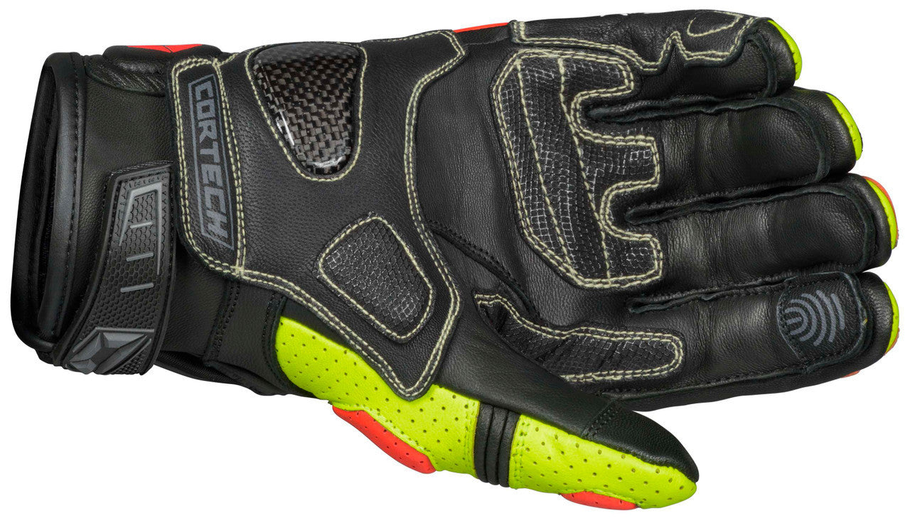 Cortech-Revo-Sport-ST-Motorcycle-Riding-Gloves-Red/Hi-Viz-Palm-View