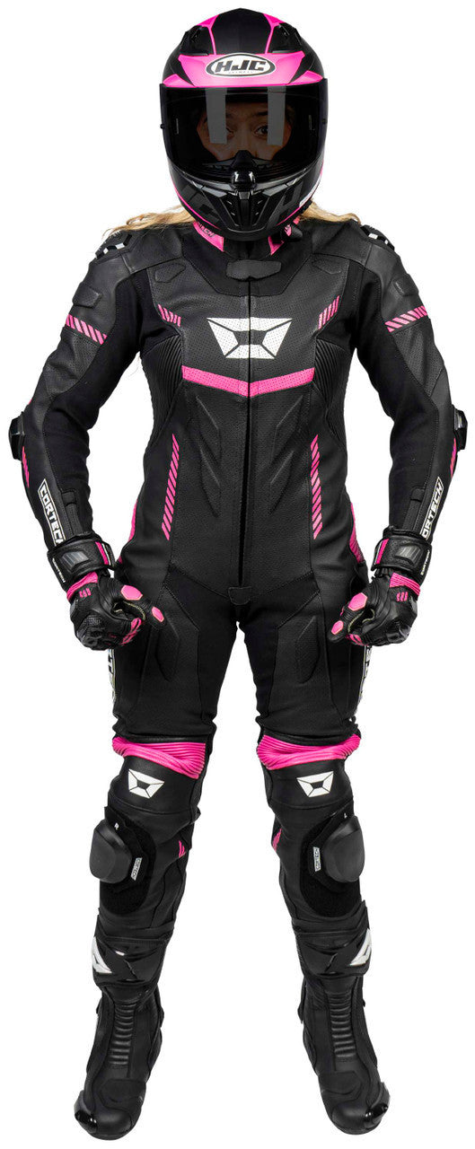 Cortech-Revo-Sport-Air-Womens-1-Piece-Motorcycle-Leather-Race-Suit-Black-Pink-Main