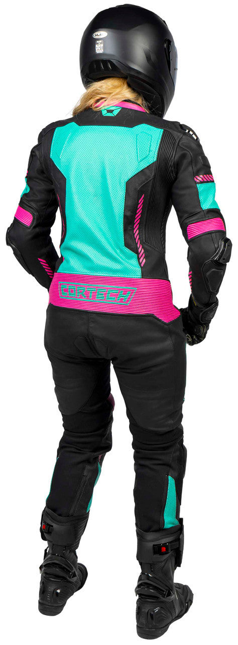 Cortech-Revo-Sport-Air-Womens-1-Piece-Motorcycle-Leather-Race-Suit-Black-Pink-Rear-view