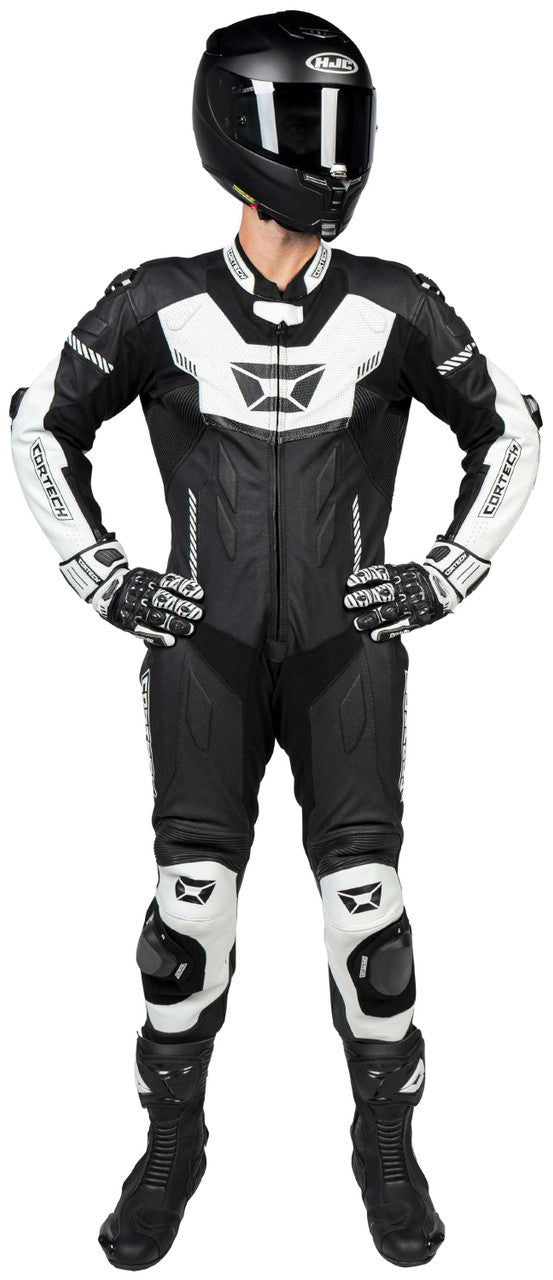 Cortech-Revo-Sport-Air-Mens-1-Piece-Motorcycle-Leather-Race-Suit-Black/White-Main