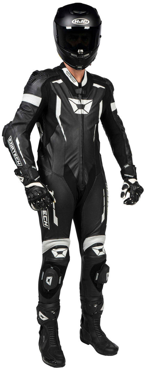 Cortech-Sector-Pro-Air-Motorcycle-Race-Suit-Black/White-Front-Angle-2