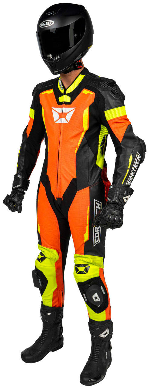 Cortech-Sector-Pro-Air-Motorcycle-Race-Suit-Orange/Yellow-Front-angle-1