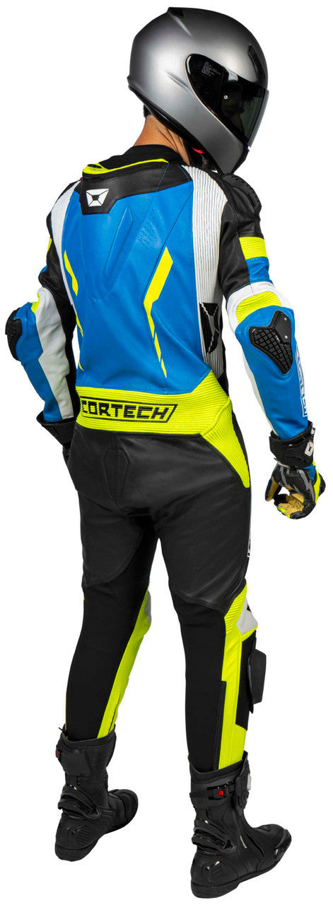 Cortech-Sector-Pro-Air-Motorcycle-Race-Suit-Blue/Hi-Viz-rear-View