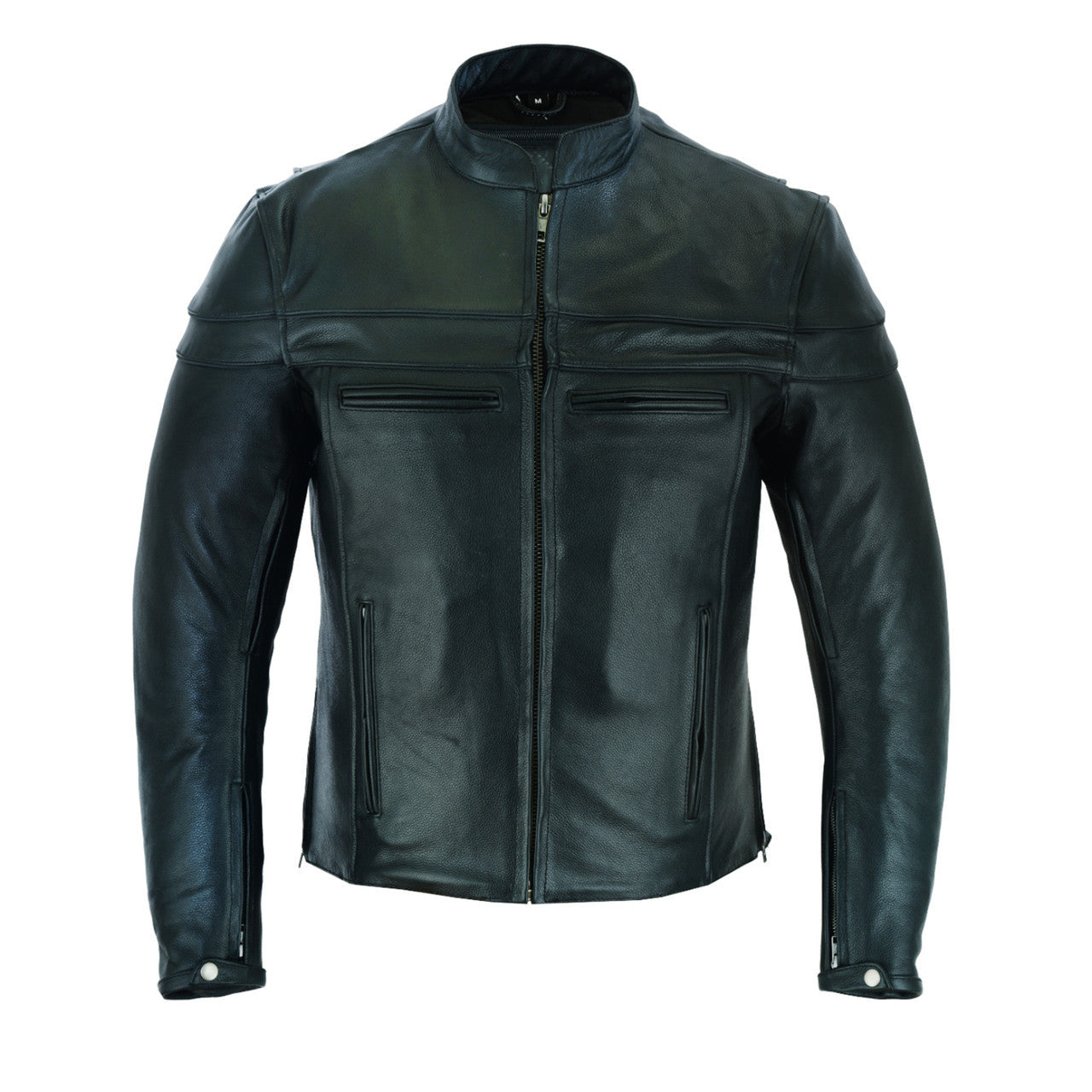 Mens VL531 Premium Racer Leather Commuter Motorcycle Jacket - main